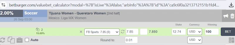 BetBurger surebet calculator