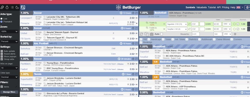 BetBurger Surebets scanner