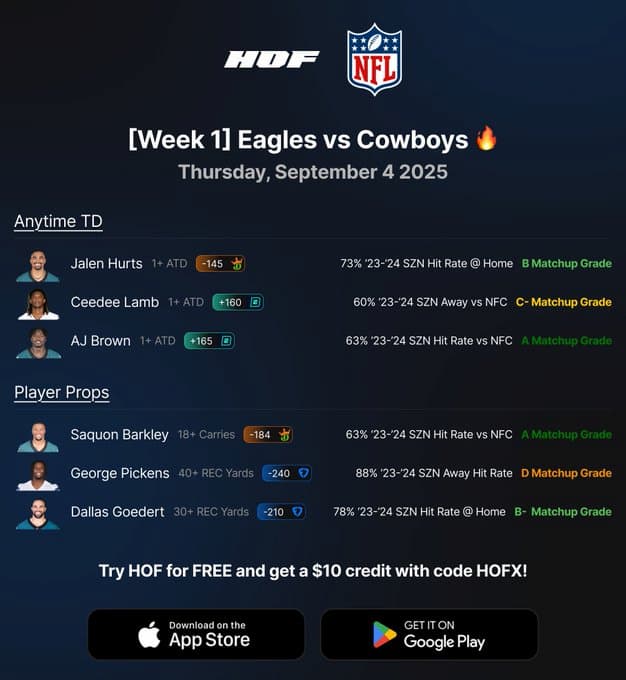 HOF Bets Parlay Cheat Sheet