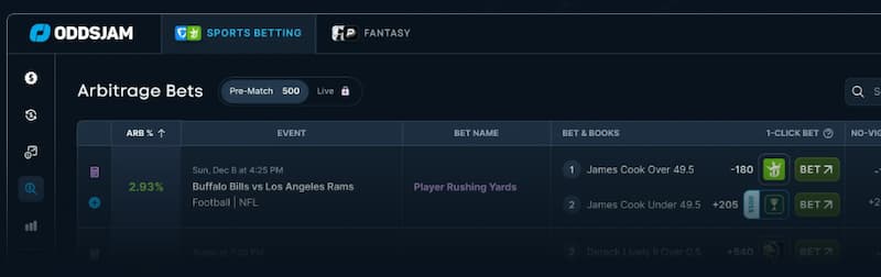 OddsJam Positive EV and Arbitrage Bets