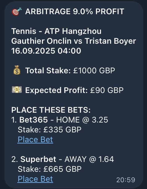 OddsNotifier Arbitrage betting