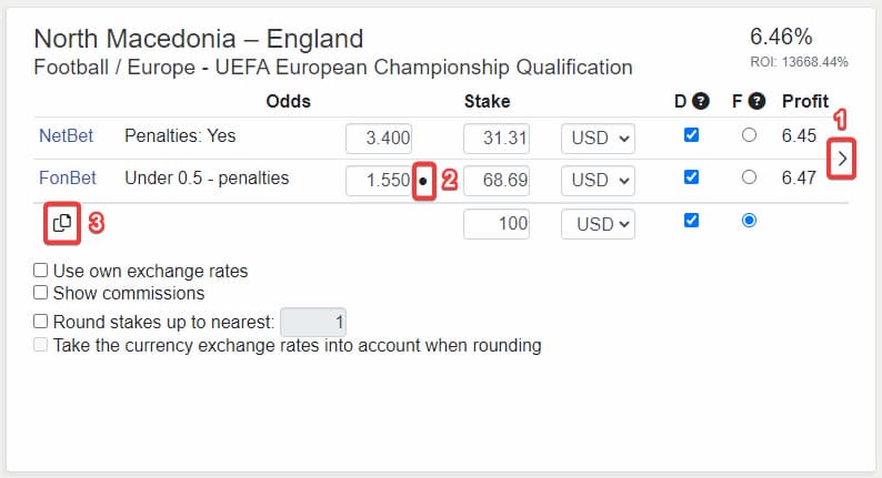 Surebet Calculator
