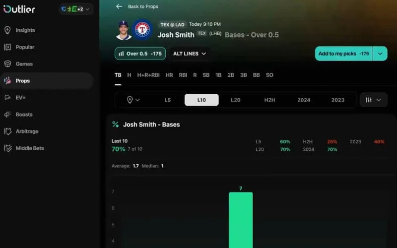 outlier.bet baseball software