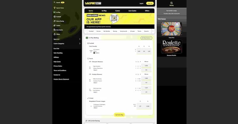 talkSPORT Bet desktop view
