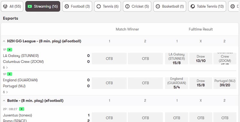 10bet Live Streaming Markets
