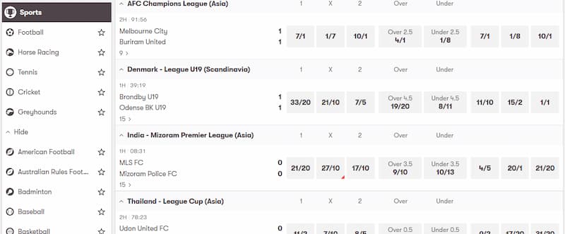 10bet Sports Markets