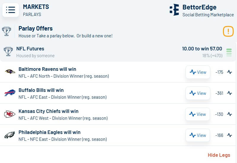 bettoredge parlay betting peer to peer p2p betting app