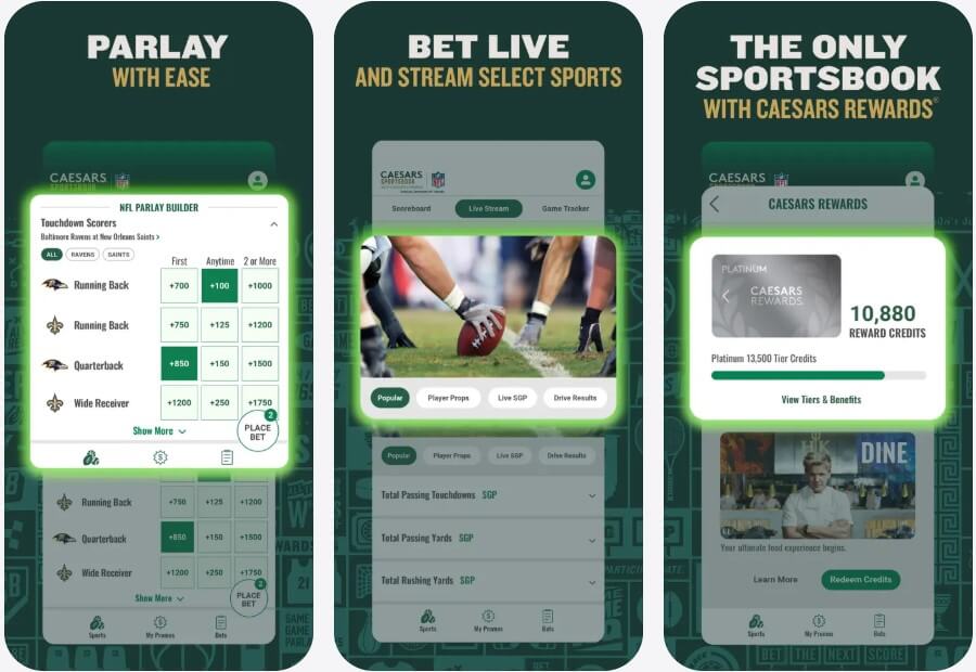 caesars sportsbook mobile app parlay live betting sports usa