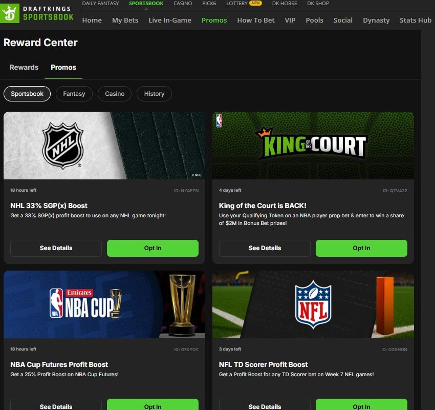 draftkings bonus bet sports offer promos usa sportsbook