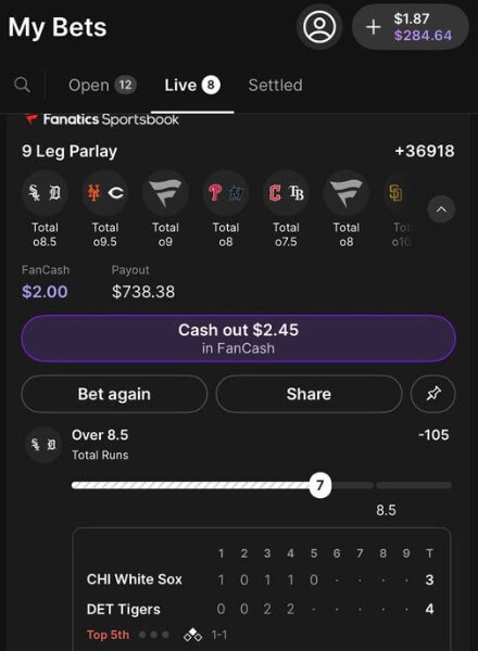 fanatics sportsbook live betting cash out micro bet