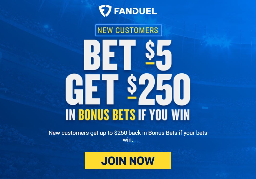fanduel 250 bonus bet welcome offer newcomer sign on