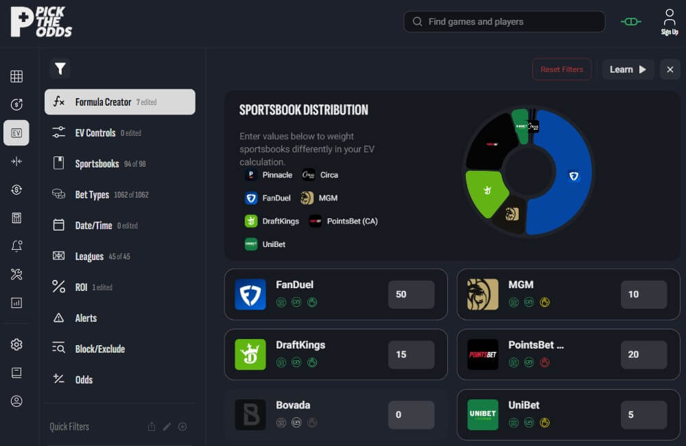 pick the odds betting software distribution ev bet tool