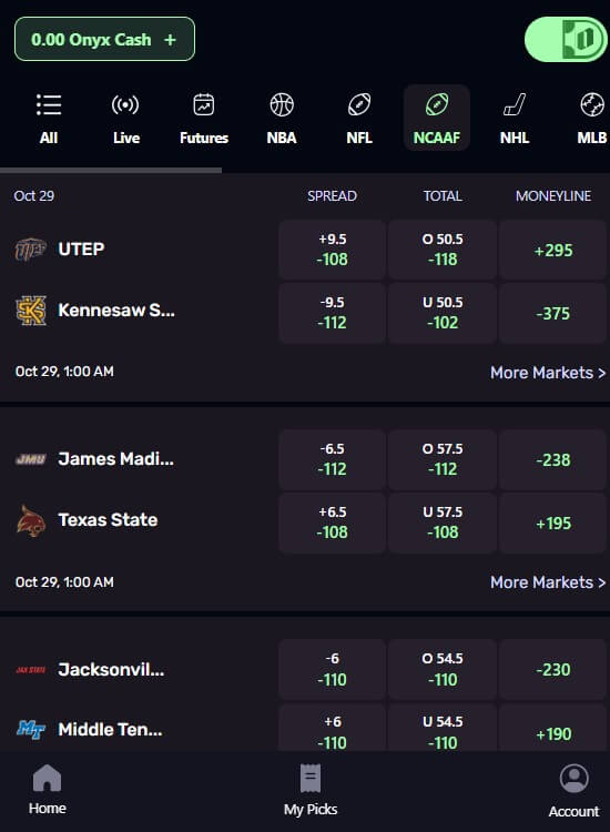 social sportsbook betting mobile app onyx odds