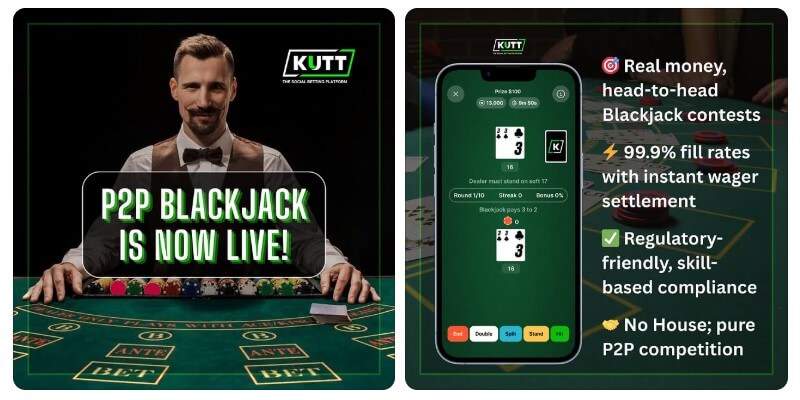 kutt social p2p betting platform games blackjack