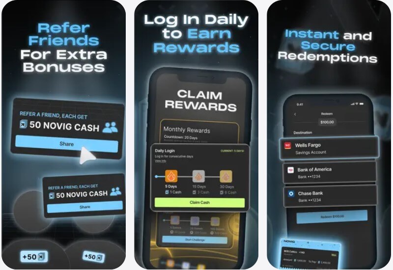 novig mobile peer p2p secure apps rewards