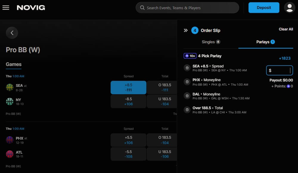novig parlay trade peer to peer prediction market basketball betting create order