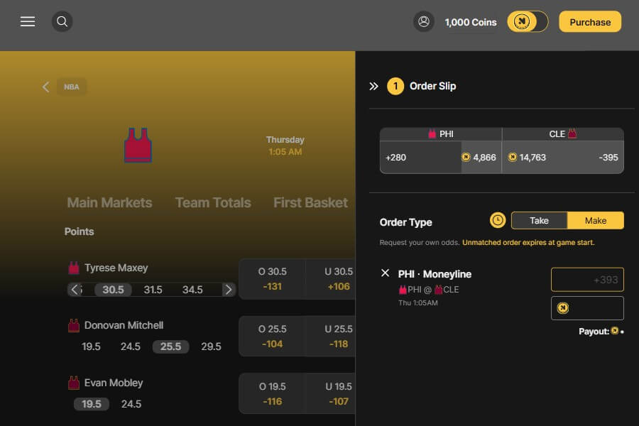 novig peer p2p betting custom odds prices sports nba