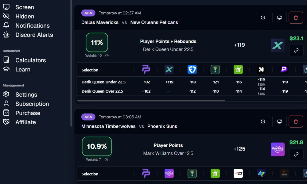 prop professor betting player ai tool software