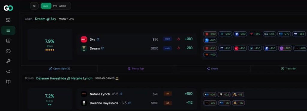 gambit odds bet arbitrage ev analysis metrics betting usa
