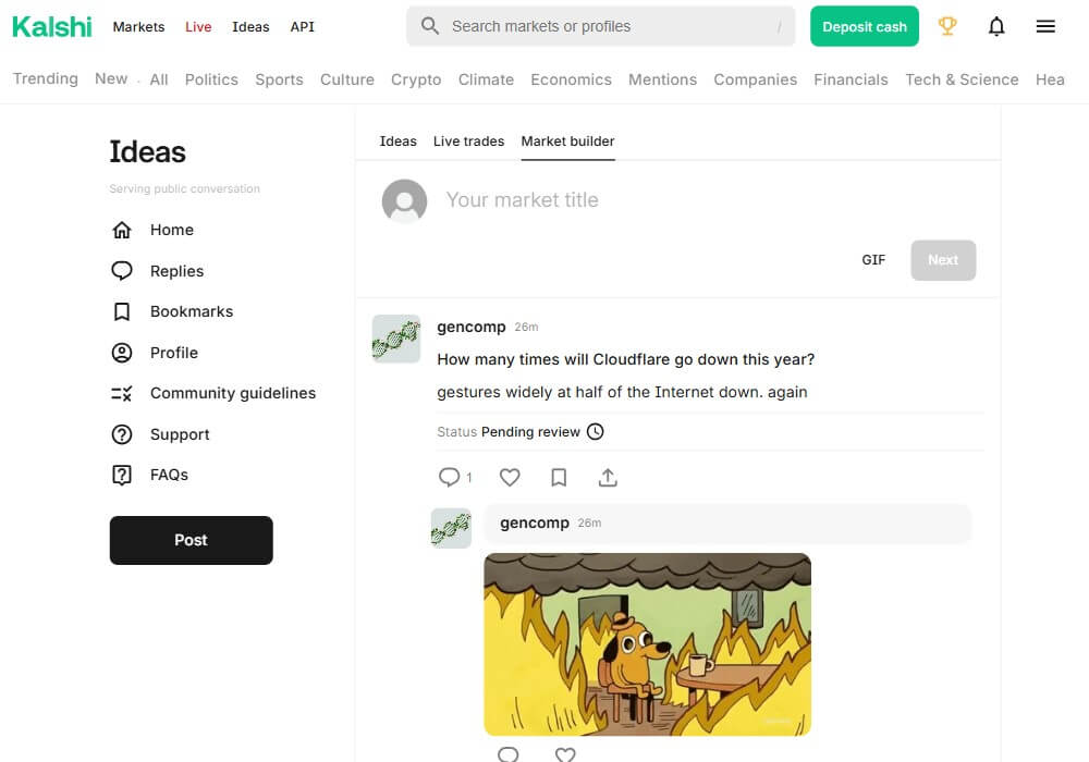 kalshi ideas prediction market builder trade peer betting usa