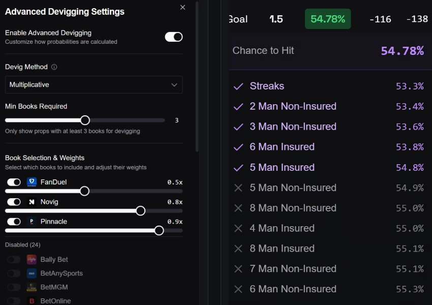 monster bet fantasy optimizer ev value player projections sportsbook weighting