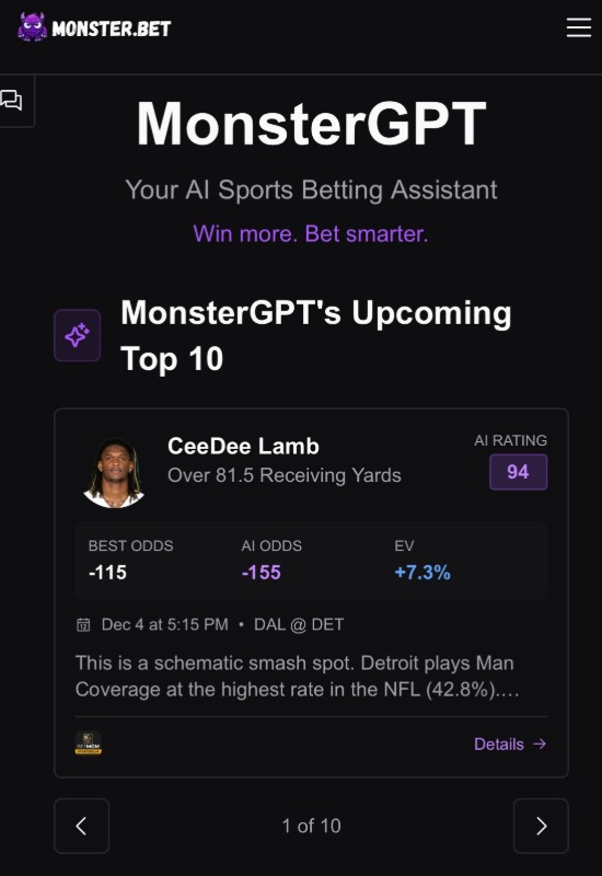 monster bet gpt betting value picks ai generated prediction