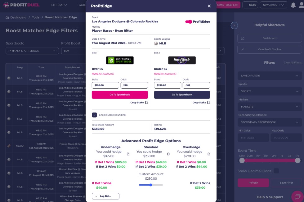 profitduel matched betting arbitrage boosted odds sports usa