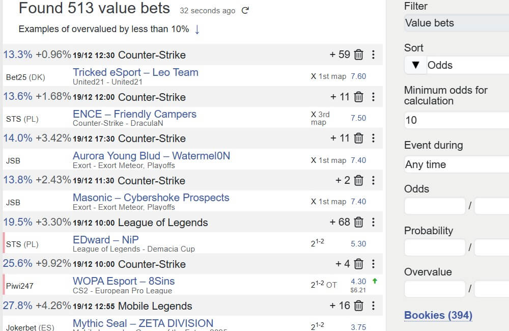 surebet esports betting tool value bets arbitrage