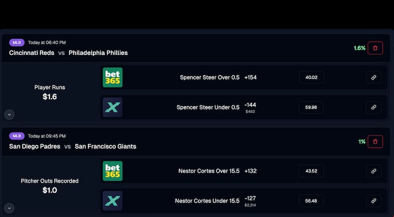 Prop Professor Live Odds Screen