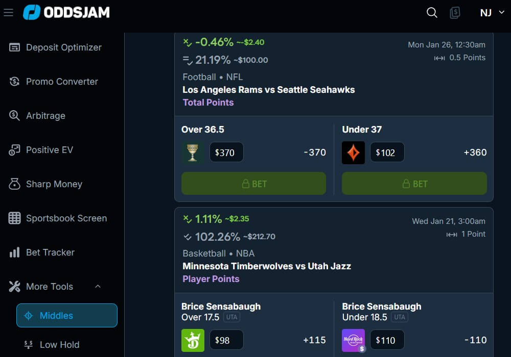 oddsjam middles betting strategy hedge tool software sports usa