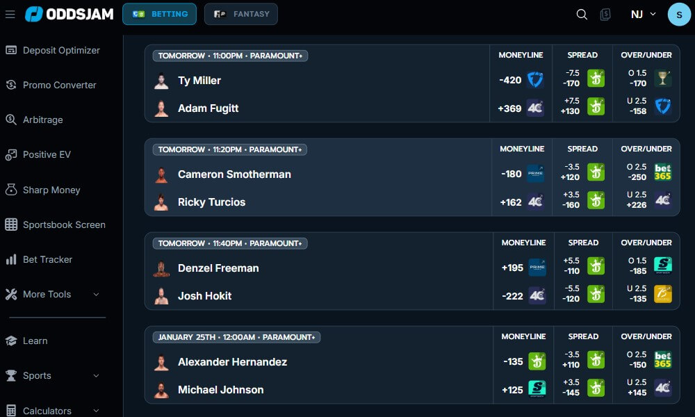 oddsjam ufc mma betting fight props lines clv ev arbitrage odds