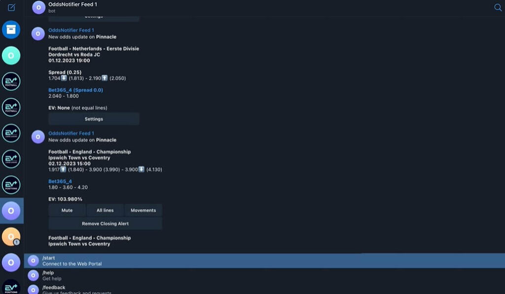 oddsnotifier betting tool alert line shopping value betting odds comparison