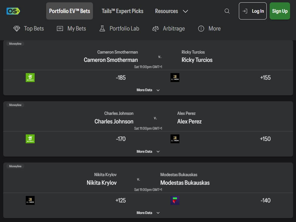 oddsshopper ufc betting tool odds line ev arbitrage parlay builder