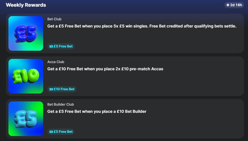 midnite rewards free bets bookie sports betting uk