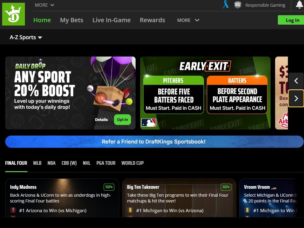 draftkings sportsbook betting usa props stats promotions player