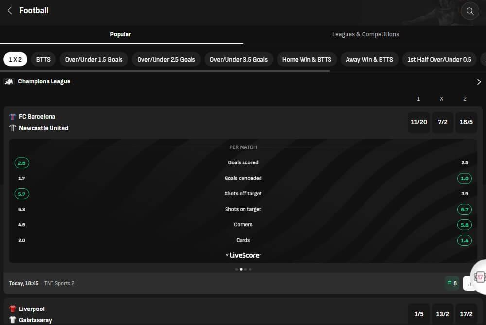 livescore bet research sports wagers uk analysis tools statistics