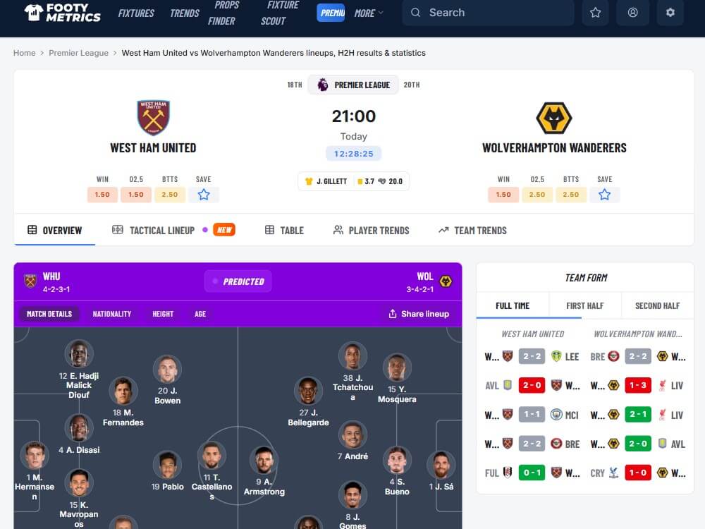 footy metrics betting tool software uk football wagers stat analysis