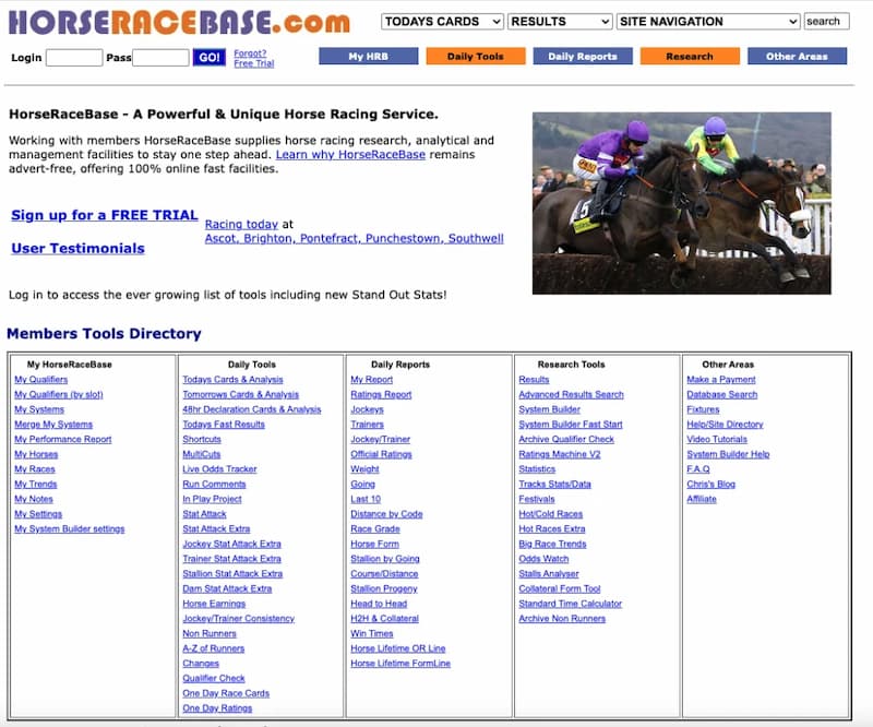 HorseRaceBase dashboard