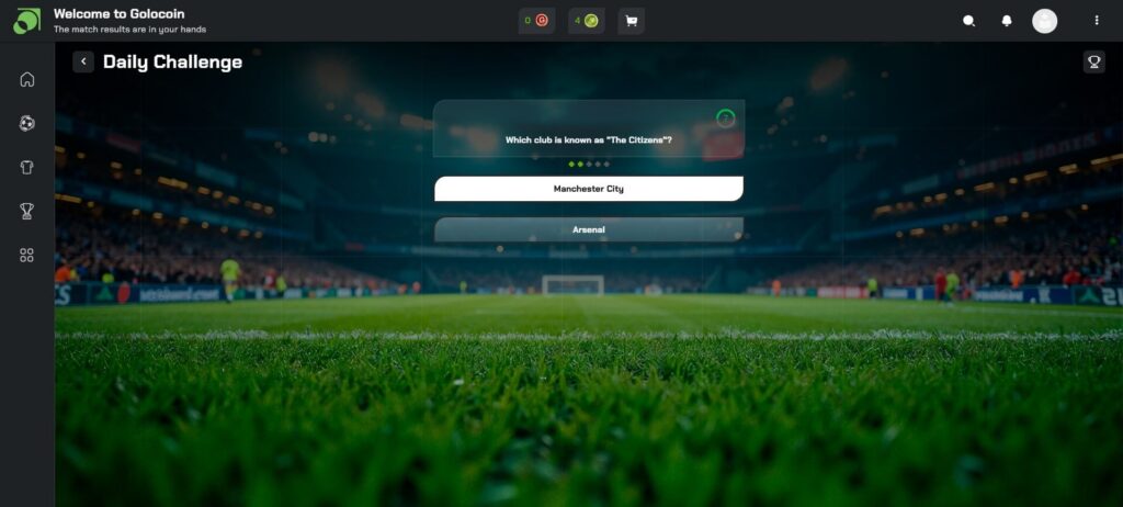 golocoin daily challenge sports soccer