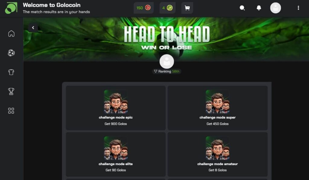 golocoin head to head challenge golos coins play soccer prediction