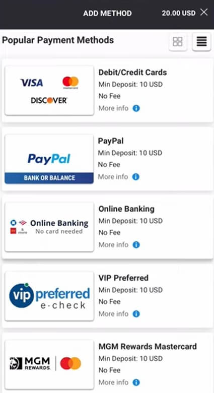 minimum deposit betting sites sportsbooks betmgm payment methods 10