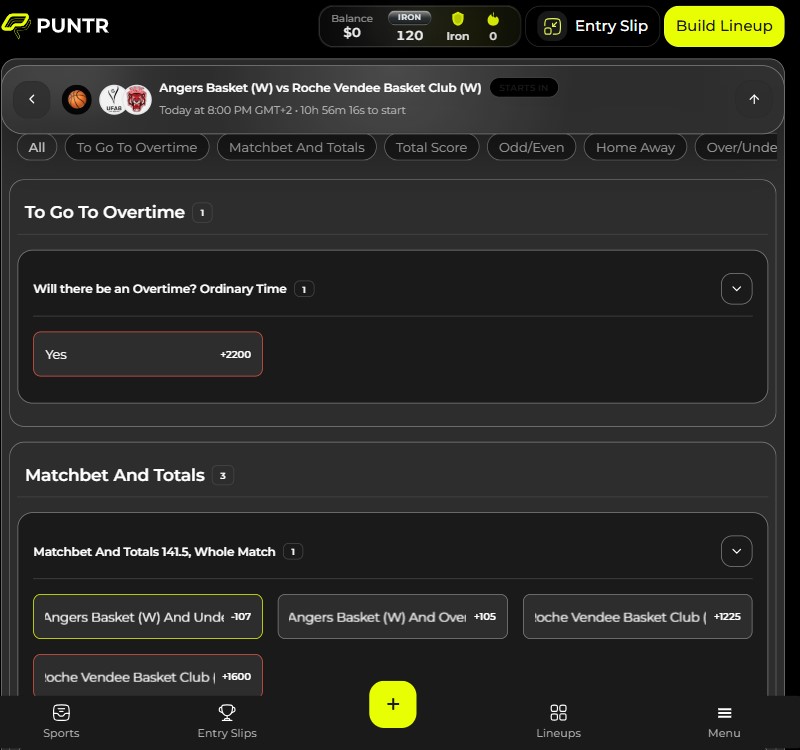 puntr us pick player market props lineups fantasy contest paid free