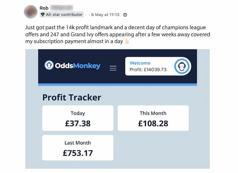 OddsMonkey Profit Tracker