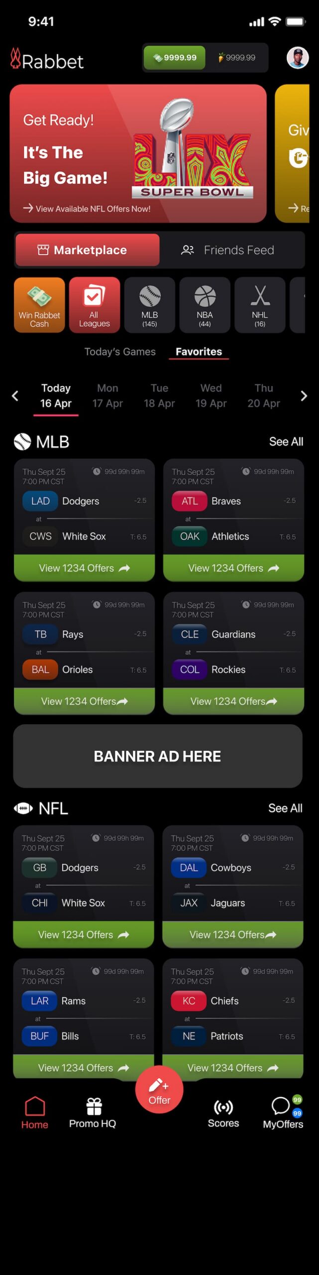 An example interface from the Rabbet peer-to-peer sport betting platform