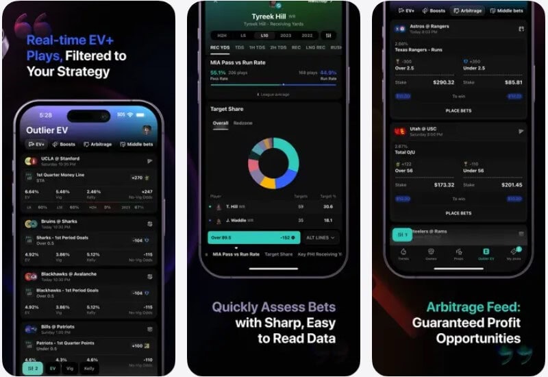 How the Outlier.bet interface looks and works
