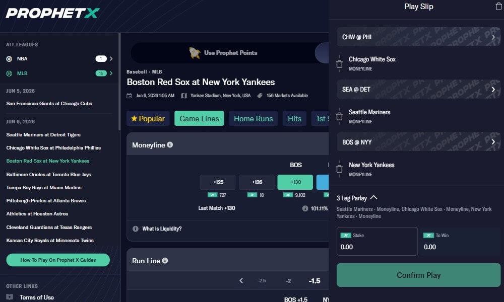 prophetx parlay sports mlb props market line trading peer to peer app