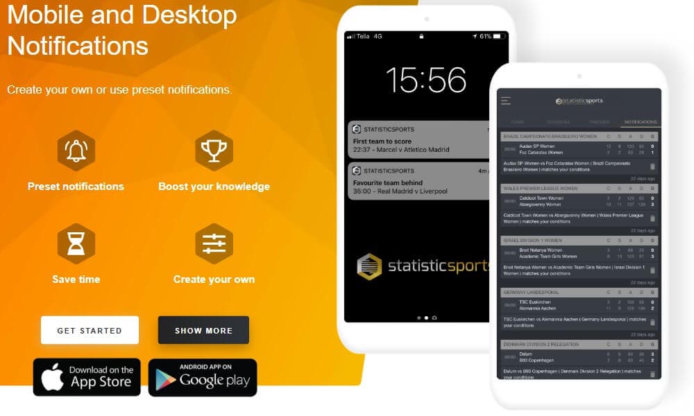 statisticsports app mobile football betting software notifications alert odds value