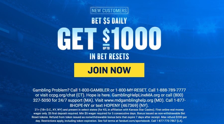 fanduel welcome bonus sign up 1000 bet resets