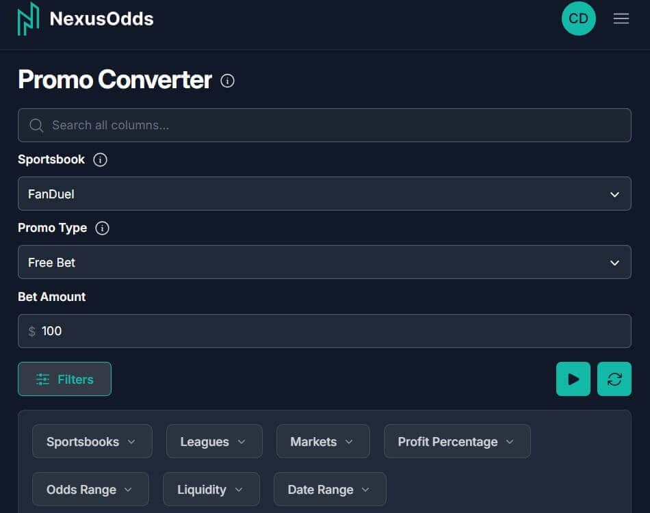 nexusodds promo converter matched betting us sportsbooks p2p prediction markets