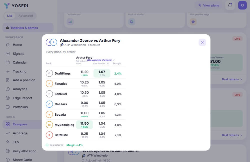 yoseri line shopping odds betting ev value sportsbook us tool software